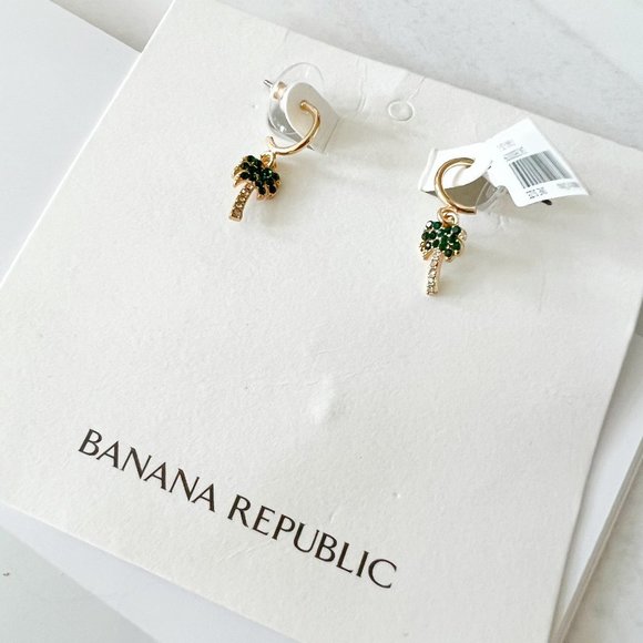 Banana Republic Jewelry - Banana Republic Palm Tree Hoop Earrings